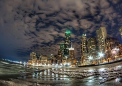 fabulous photo of chicago in fish eye hdr