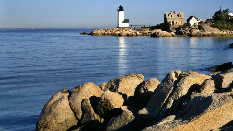 lighthouse on a rocky point