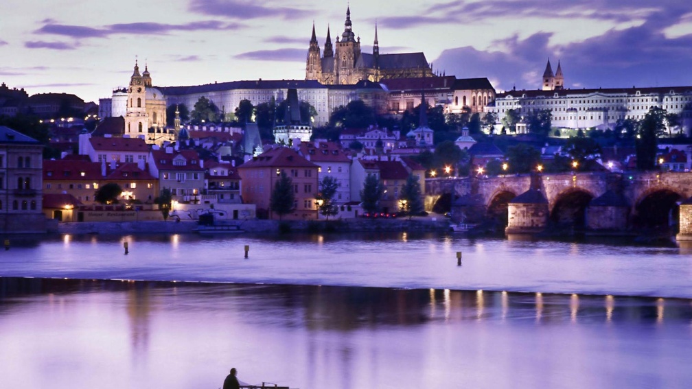 cathedral above a river in prague