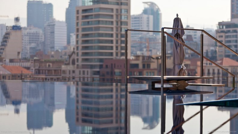 infinity pool on a city roof