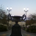 Fountain and Street Lamps
