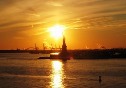 statue of liberty in sunset