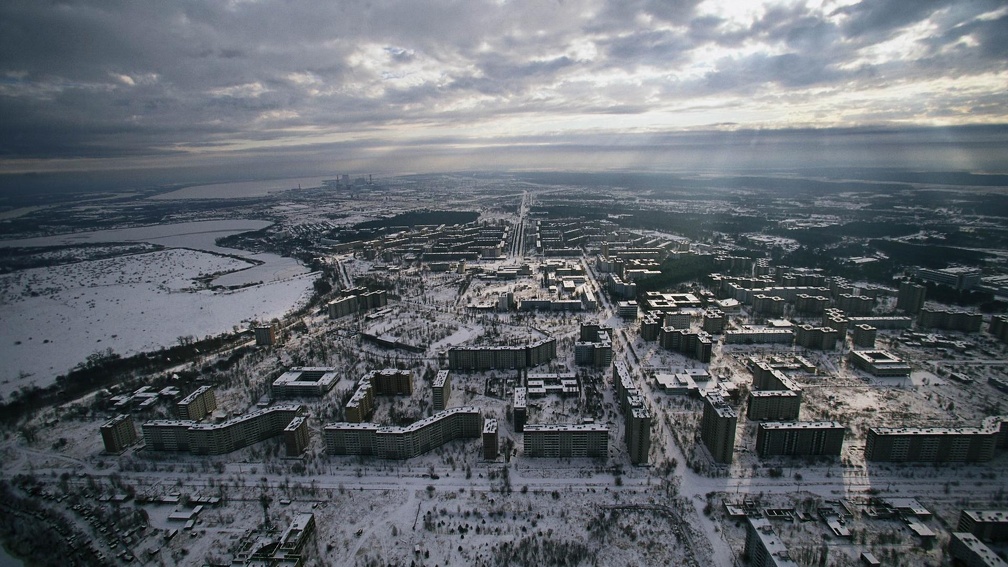 hi rise apartments in a russian city in winter