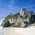 maya ruins on a beach in cancun mexico