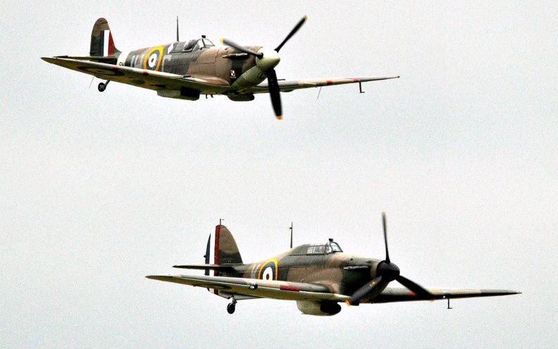 WWII British Spitfire and a Hurricane