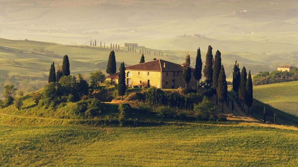 country villas in a tuscany landscape