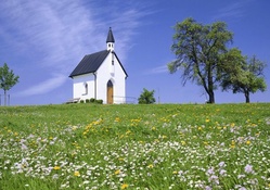 tiny bavarian chapel on a hill
