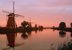 windmills at sunrise