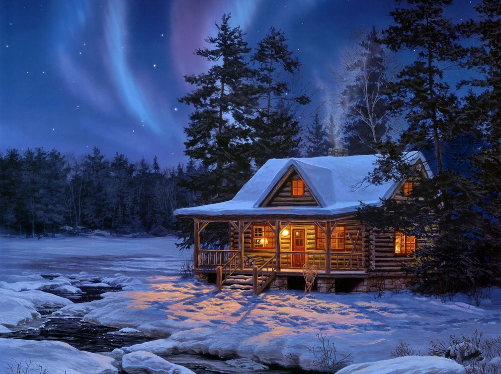 *** A small cottage in the snowy woods ***
