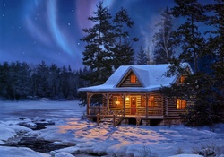 *** A small cottage in the snowy woods ***
