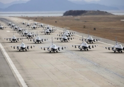 an air wing of f_16 falcons on a runway