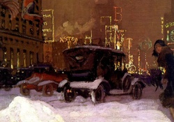Charles Hoffbauer _ Wintry Eve Times Square (1927)