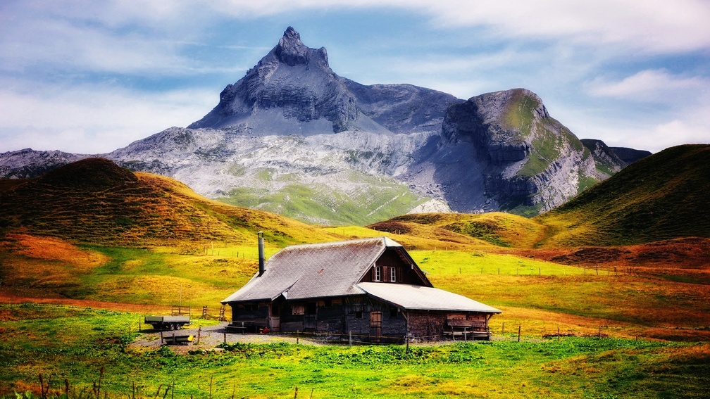 colorful alpine house