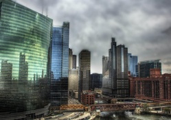 the city around the chicago river hdr