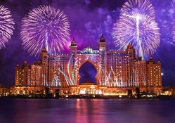 fireworks above palm atlantis hotel in dubai