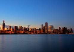 sunset on a chicago skyline