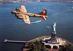 Flying Fortress visits Lady Liberty