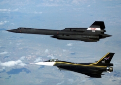 F_16XL and SR_71 in Formation Flight