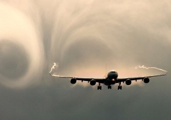 air turbulence behind a plane