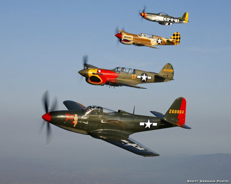 P63, P40's and P51 fighters
