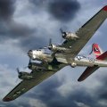 b_17 flying fortress with open bomb bay doors