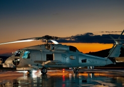 Helicopter at dusk