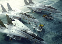 F 14 Tomcats on Hangar Deck