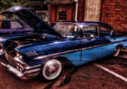 classic chevrolet with the hood up hdr