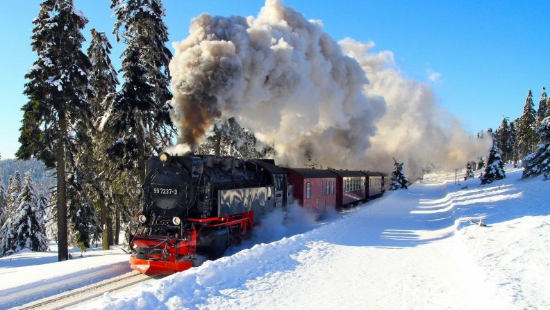 the german brocken railway in winter
