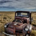 rusted gmc pickup on the prairie hdr