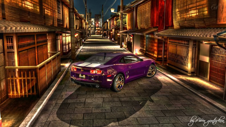 purple camaro in old japan hdr