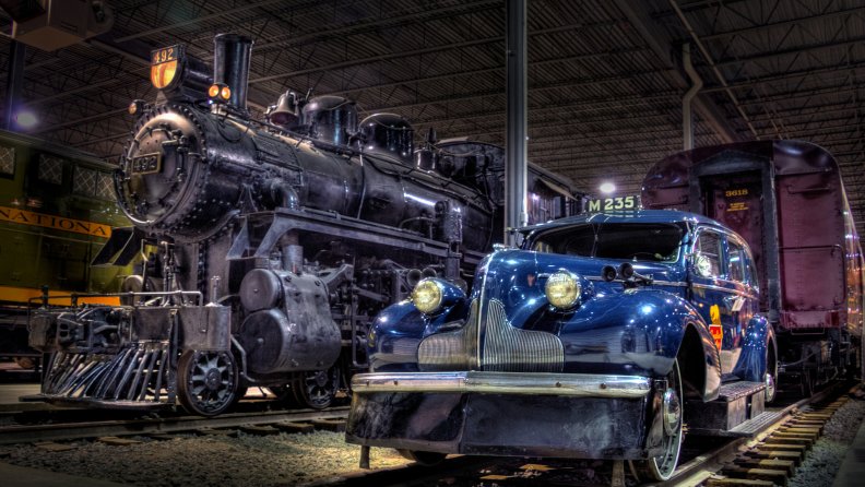 car locomotive in a train museum hdr