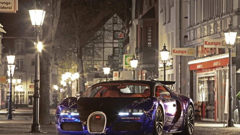 dazzling bugatti veyron parked in town
