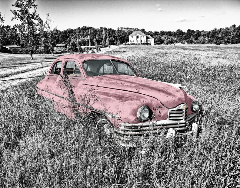 Vintage pink car!
