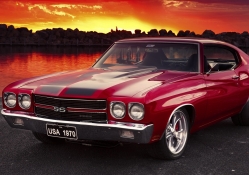 A red chevrolet chevelle ss