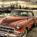 vintage chevrolet parked on a wharf hdr