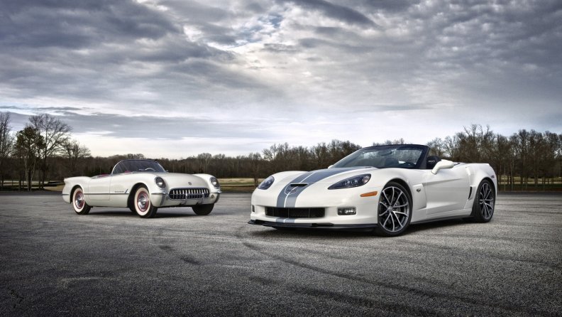 vintage and new convertible corvettes