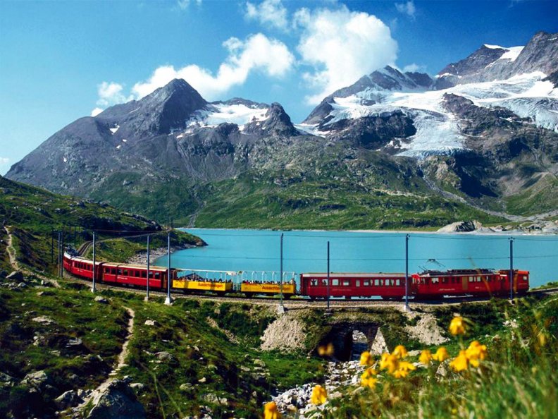 Train in Swiss Alps