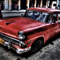 nondescript vintage car in havana hdr