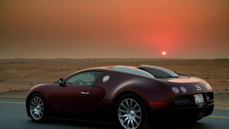 bugatti veyron centenaire at sunset