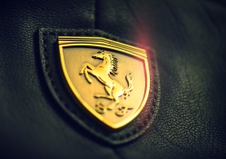 leather gold logo ferrari