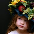 girl inn fruits hat
