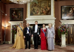 Koningin Maxima, koning Carl Gustaf, koning Willem_Alexander, koningin Silvia en prinses Beatrix