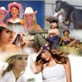 collage of cowgirls