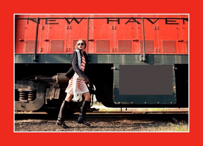 supermodel and a diesel locomotive engine
