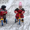 Children in snow Minsk Belarus