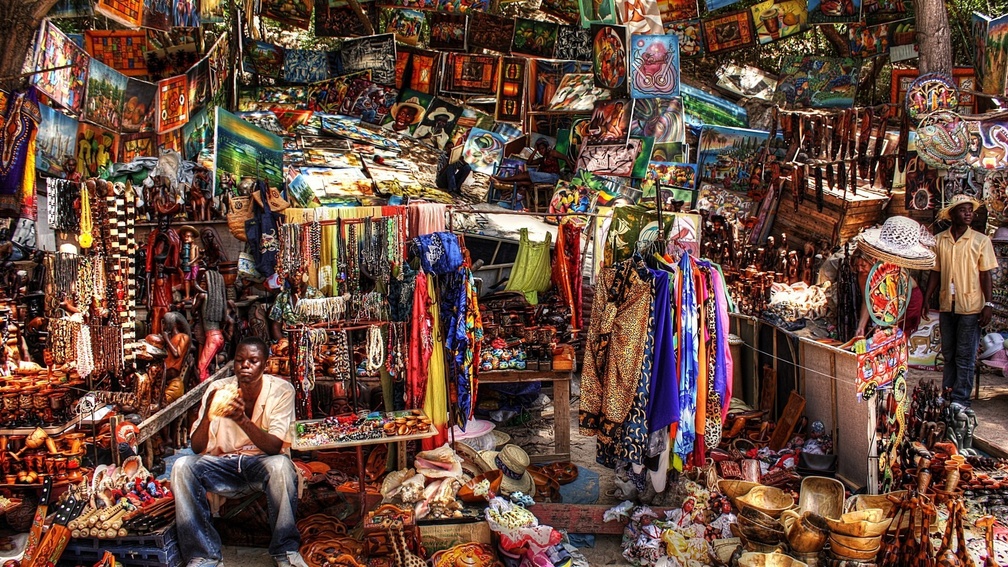 colorful packed dollar store in africa hdr