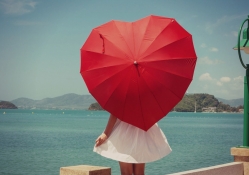 Red heart umbrella
