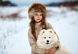 Girl Model with a Dog