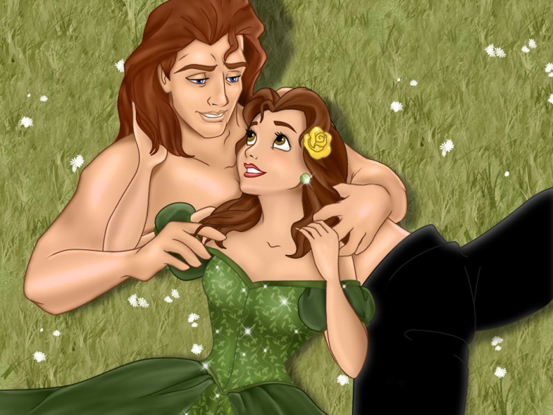 Belle,And,Adam,Disney,Princess,Couple